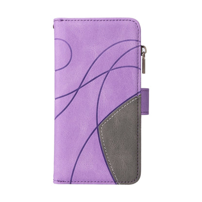 For iPhone SE 2024 Dual-color 9 Card Slots Zipper Wallet Leather Phone Case(Purple) - More iPhone Cases by buy2fix | Online Shopping UK | buy2fix