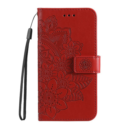 For Samsung Galaxy S25 Ultra 5G Seven-petal Flowers Embossing Leather Phone Case(Red) - Galaxy S25 Ultra 5G Cases by buy2fix | Online Shopping UK | buy2fix