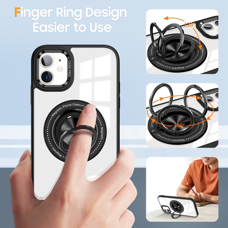 For iPhone 16 Magnetic Rotating Ring Holder Phone Case(Black) - iPhone 16 Cases by buy2fix | Online Shopping UK | buy2fix