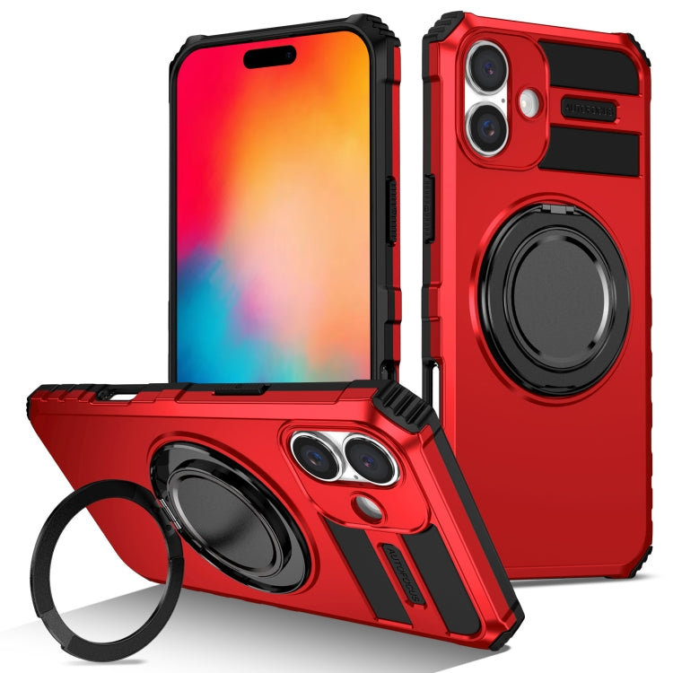 For iPhone 16 Rotating Magnetic Holder Phone Case(Red) - iPhone 16 Cases by buy2fix | Online Shopping UK | buy2fix