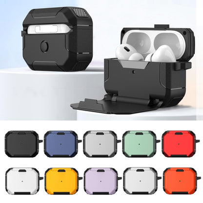 For AirPods 2 / 1 Phone Holder Design Earbuds Box Protective Case(Dark Blue) - For AirPods 1/2 by buy2fix | Online Shopping UK | buy2fix