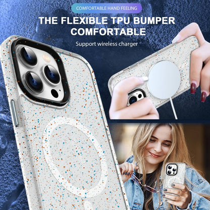 For iPhone 15 Pro Max Colorful Ink-splash Magsafe PC Hybrid TPU Phone Case(White) - iPhone 15 Pro Max Cases by buy2fix | Online Shopping UK | buy2fix