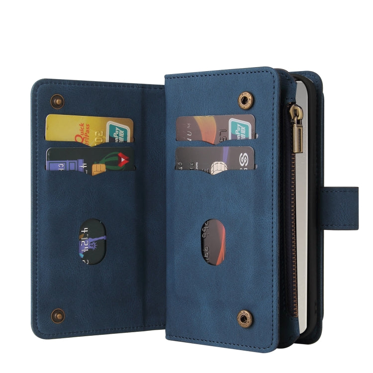 For Samsung Galaxy S25 Ultra 5G Skin Feel Multi Card Slots Zipper Wallet Leather Phone Case(Blue) - Galaxy S25 Ultra 5G Cases by buy2fix | Online Shopping UK | buy2fix