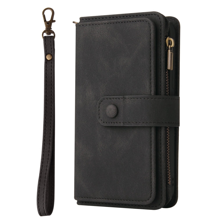 For Xiaomi Poco F6 Skin Feel Multi Card Slots Zipper Wallet Leather Phone Case(Black) - Xiaomi Cases by buy2fix | Online Shopping UK | buy2fix