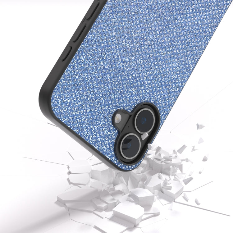 For iPhone 16 Diamond Black Frame Phone Case(Sapphire Blue) - iPhone 16 Cases by buy2fix | Online Shopping UK | buy2fix