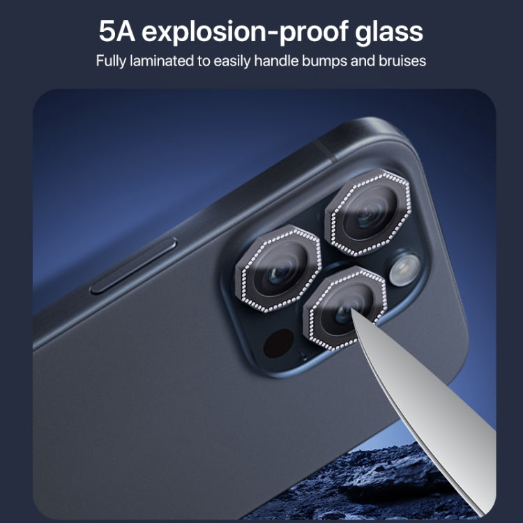 For iPhone 16 Pro / 16 Pro Max HD Lens Protective Film with Diamond(Silver) - iPhone 16 Pro Max Tempered Glass by buy2fix | Online Shopping UK | buy2fix