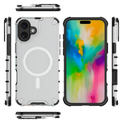 For iPhone 16 Plus Grating Airbag Shockproof MagSafe Frosted Phone Case(Transparent) - iPhone 16 Plus Cases by buy2fix | Online Shopping UK | buy2fix