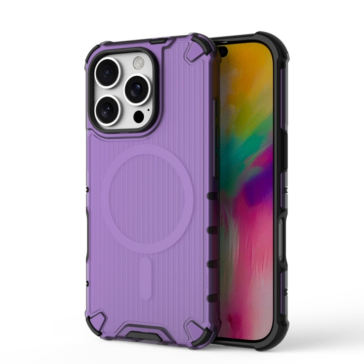 For iPhone 16 Pro Grating Airbag Shockproof MagSafe Frosted Phone Case(Purple) - iPhone 16 Pro Cases by buy2fix | Online Shopping UK | buy2fix