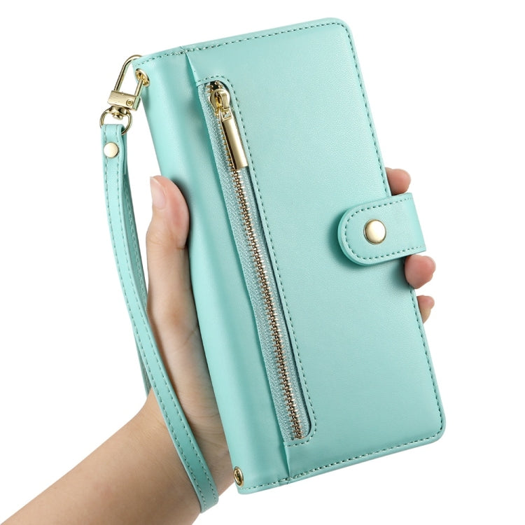 For Redmi K70 Nine Card-slot Zipper Wallet Bag Leather Phone Case(Mint Green) - K70 Cases by buy2fix | Online Shopping UK | buy2fix