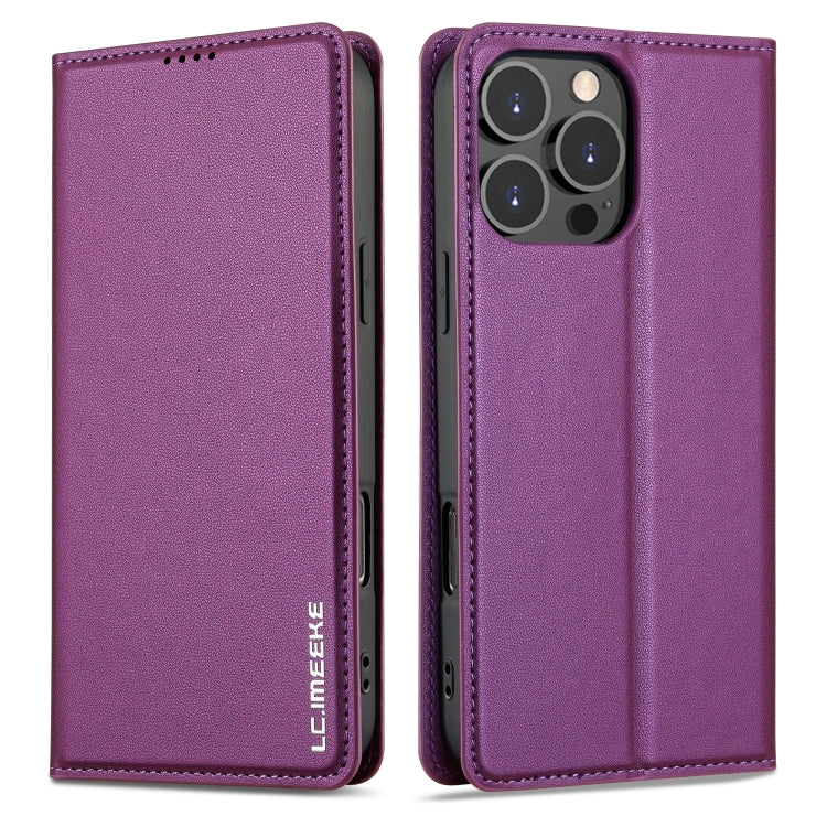 For iPhone 16 Pro Max LC.IMEEKE L1 Series Frosted Fine Texture PU Phone Case(Purple) - iPhone 16 Pro Max Cases by LC.IMEEKE | Online Shopping UK | buy2fix