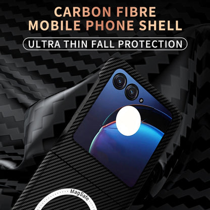 For Motorola Razr 50 Ultra Carbon Fiber Texture MagSafe Magnetic Phone Case(Black Silver) - Motorola Cases by buy2fix | Online Shopping UK | buy2fix