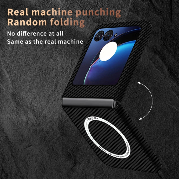 For Motorola Razr 50 Ultra Carbon Fiber Texture MagSafe Magnetic Phone Case(Black Silver) - Motorola Cases by buy2fix | Online Shopping UK | buy2fix