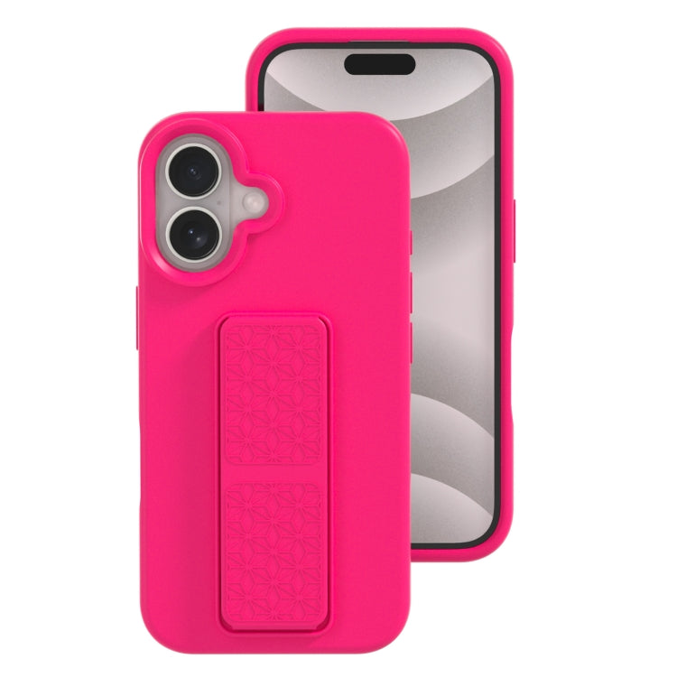 For iPhone 16 Liquid Silicone Holder Phone Case(Brilliant Pink) - iPhone 16 Cases by buy2fix | Online Shopping UK | buy2fix