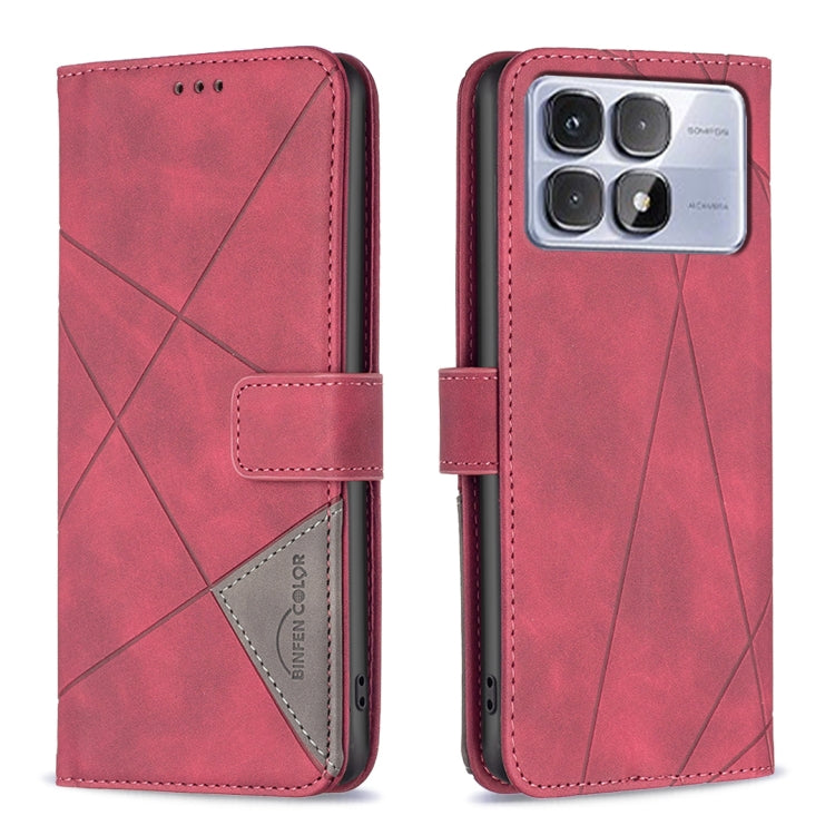 For Redmi K70 Ultra Magnetic Buckle Rhombus Texture Leather Phone Case(Red) - Xiaomi Cases by buy2fix | Online Shopping UK | buy2fix