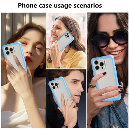 For iPhone 16 Transparent Matte TPU Hybrid PC 3-in-1 Phone Case(Blue) - iPhone 16 Cases by buy2fix | Online Shopping UK | buy2fix