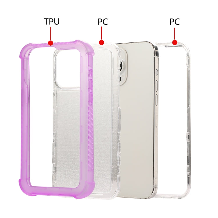 For iPhone 16 Pro Max Transparent Matte TPU Hybrid PC 3-in-1 Phone Case(Purple) - iPhone 16 Pro Max Cases by buy2fix | Online Shopping UK | buy2fix