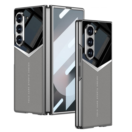 For Samsung Galaxy Z Fold6 GKK Integrated Plating Leather Knight Full Coverage Phone Case(Grey) - Galaxy Z Fold6 5G Cases by GKK | Online Shopping UK | buy2fix