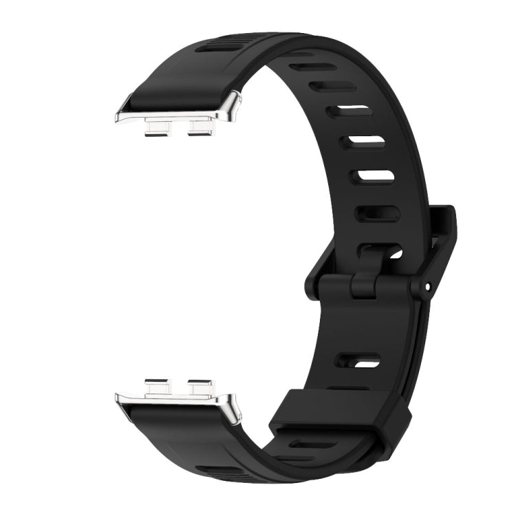 For Honor Band 9 MIJOBS Flat Hole Breathable TPU Watch Band(Black Silver) - Watch Bands by MIJOBS | Online Shopping UK | buy2fix