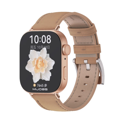 For Huawei Watch Fit3 MIJOBS Genuine Leather Watch Band(Apricot Rose Gold) - Watch Bands by MIJOBS | Online Shopping UK | buy2fix