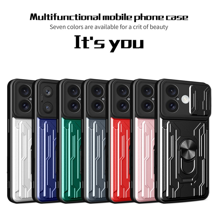 For iPhone 16 Sliding Camshield TPU+PC Phone Case with Card Slot(Black) - iPhone 16 Cases by buy2fix | Online Shopping UK | buy2fix