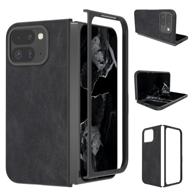 For Google Pixel 9 Pro Fold Black Frame PU Leather Full Coverage Phone Case(Black) - Google Cases by buy2fix | Online Shopping UK | buy2fix