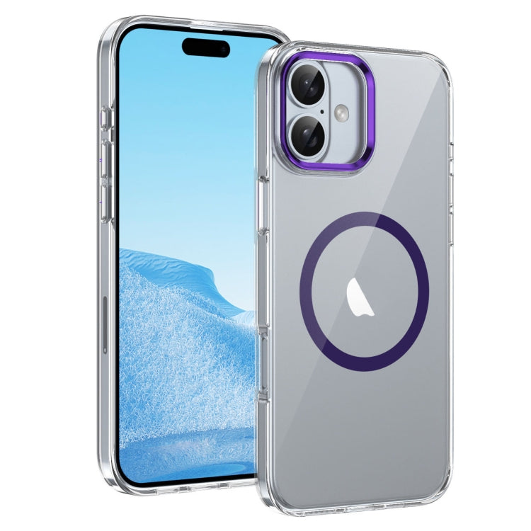 For iPhone 16 Ice Feel HD Transparent MagSafe PC Full Coverage Phone Case(Purple) - iPhone 16 Cases by buy2fix | Online Shopping UK | buy2fix