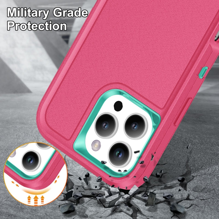 For iPhone 16 Pro Max Rugged PC + Silicone Phone Case with Holder(Rose Red+Light Green) - iPhone 16 Pro Max Cases by buy2fix | Online Shopping UK | buy2fix