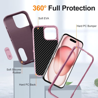 For iPhone 16 Pro Rugged PC + Silicone Phone Case with Holder(Purple+Pink) - iPhone 16 Pro Cases by buy2fix | Online Shopping UK | buy2fix