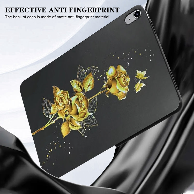 For iPad Pro 13 2024 Color Painting Pattern Smart Tablet TPU Case(Golden Rose) - iPad Pro 13 2024 Cases by buy2fix | Online Shopping UK | buy2fix