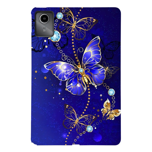 For Lenovo Tab M11 / Xiaoxin Pad 2024 Color Painting Pattern Smart Tablet TPU Case(Blue Butterfly) - Lenovo by buy2fix | Online Shopping UK | buy2fix