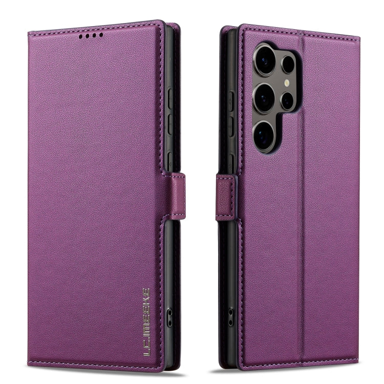 For Samsung Galaxy S24 Ultra 5G LC.IMEEKE L1 Series Frosted Fine Texture PU Phone Case(Purple) - Galaxy S24 Ultra 5G Cases by LC.IMEEKE | Online Shopping UK | buy2fix