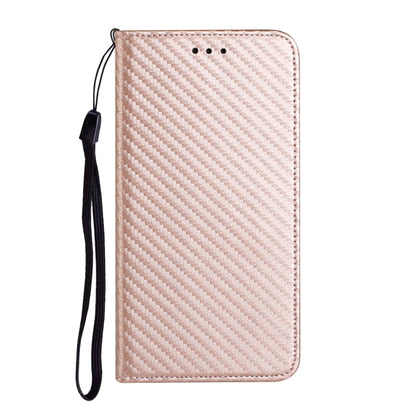 For iPhone 16 Pro Carbon Fiber Texture Magnetic Flip Leather Phone Case(Rose Gold) - iPhone 16 Pro Cases by buy2fix | Online Shopping UK | buy2fix