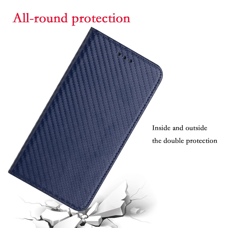 For iPhone 16 Carbon Fiber Texture Magnetic Flip Leather Phone Case(Blue) - iPhone 16 Cases by buy2fix | Online Shopping UK | buy2fix