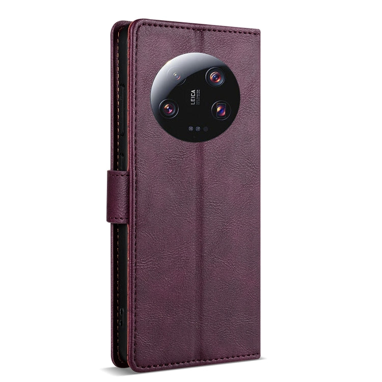 For Xiaomi 14 Ultra N.BEKUS CSJ-P1 Solid Color Leather Phone Case(Wine Red) - 14 Ultra Cases by N.BEKUS | Online Shopping UK | buy2fix