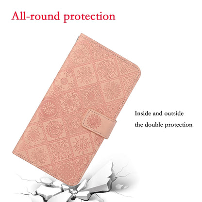 For Samsung Galaxy S25 5G Ethnic Style Embossed Pattern Leather Phone Case(Pink) - Galaxy S25 5G Cases by buy2fix | Online Shopping UK | buy2fix