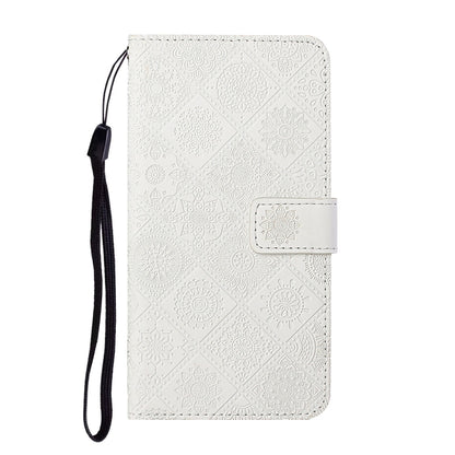 For Samsung Galaxy S25 Ultra 5G Ethnic Style Embossed Pattern Leather Phone Case(White) - Galaxy S25 Ultra 5G Cases by buy2fix | Online Shopping UK | buy2fix