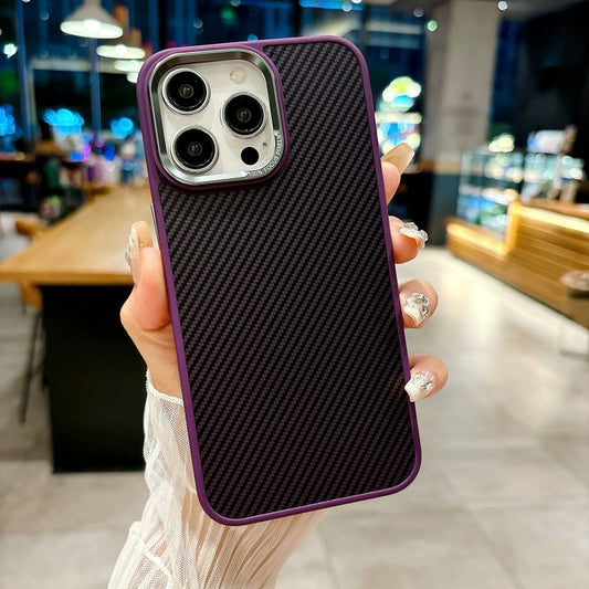 For iPhone 16 Pro Carbon Fiber Texture MagSafe Magnetic Shockproof Phone Case(Purple) - iPhone 16 Pro Cases by buy2fix | Online Shopping UK | buy2fix