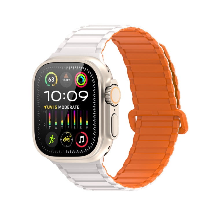 For Apple Watch Series 9 45mm DUX DUCIS KJ Series Magnetic Buckle Silicone Watch Band(Starlight Orange) - Watch Bands by DUX DUCIS | Online Shopping UK | buy2fix