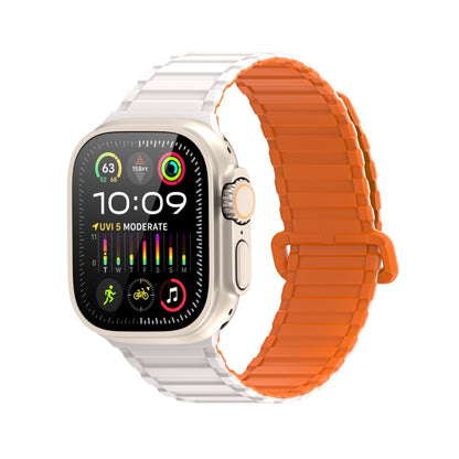 For Apple Watch Series 9 45mm DUX DUCIS KJ Series Magnetic Buckle Silicone Watch Band(Starlight Orange) - Watch Bands by DUX DUCIS | Online Shopping UK | buy2fix