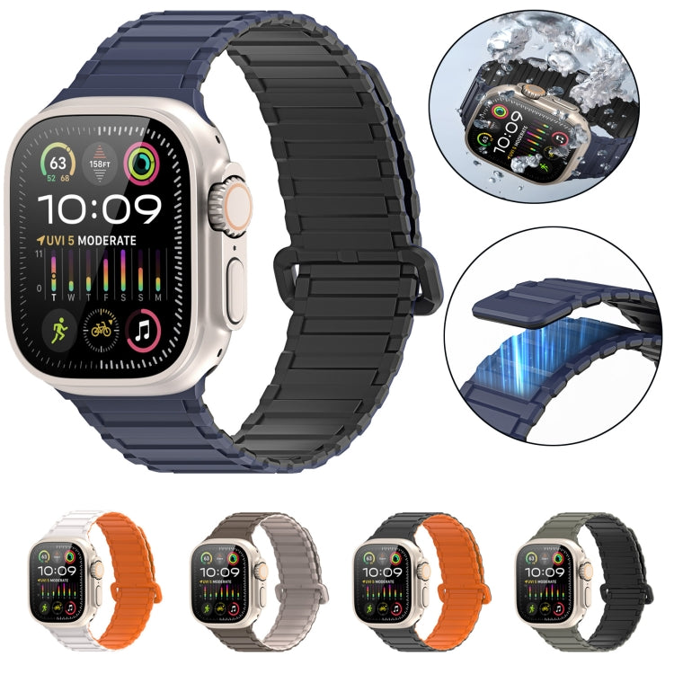 For Apple Watch SE 2022 44mm DUX DUCIS KJ Series Magnetic Buckle Silicone Watch Band(Black Green) - Watch Bands by DUX DUCIS | Online Shopping UK | buy2fix