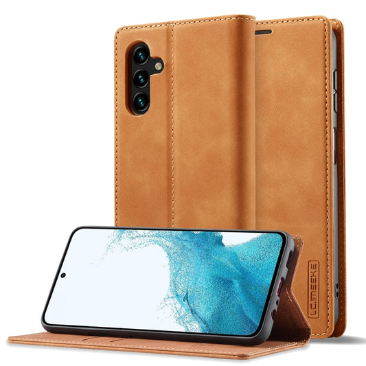 For Samsung Galaxy S24 FE 5G LC.IMEEKE Strong Magnetism Microfiber Leather Phone Case(Brown) - Galaxy S24 FE 5G Cases by LC.IMEEKE | Online Shopping UK | buy2fix