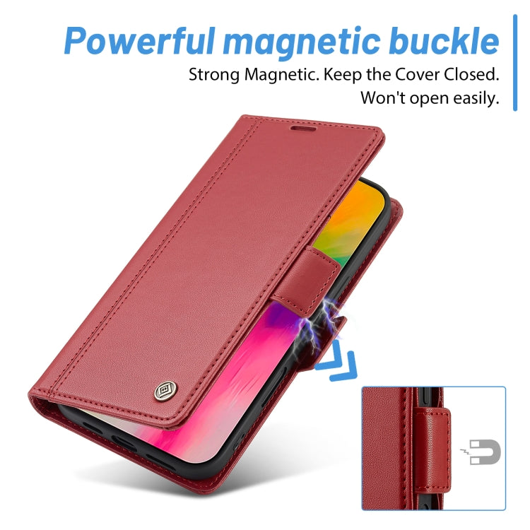 For iPhone 16 LC.IMEEKE Skin-friendly Card Slots Leather Phone Case(Red) - iPhone 16 Cases by LC.IMEEKE | Online Shopping UK | buy2fix