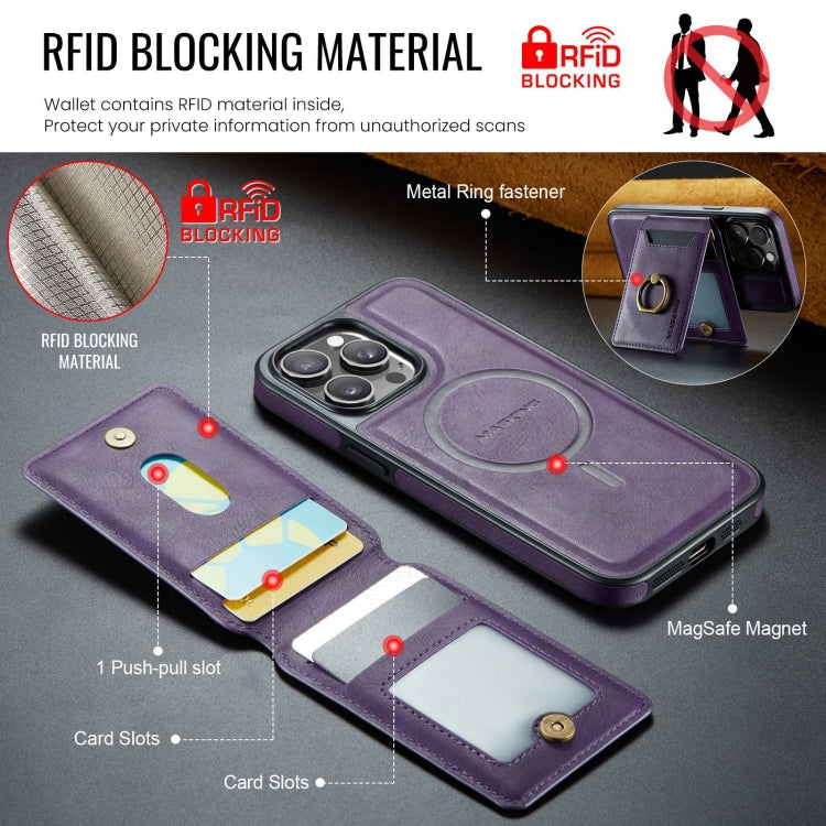 For iPhone 14 Plus DG.MING K1 MagSafe Detachable Wallet RFID Back Cover Phone Case(Purple) - iPhone 14 Plus Cases by DG.MING | Online Shopping UK | buy2fix