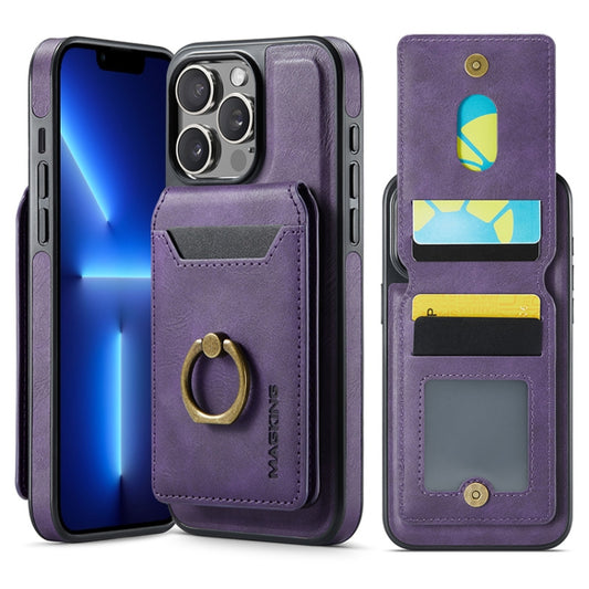 For iPhone 13 Pro Max DG.MING K1 MagSafe Detachable Wallet RFID Back Cover Phone Case(Purple) - iPhone 13 Pro Max Cases by DG.MING | Online Shopping UK | buy2fix