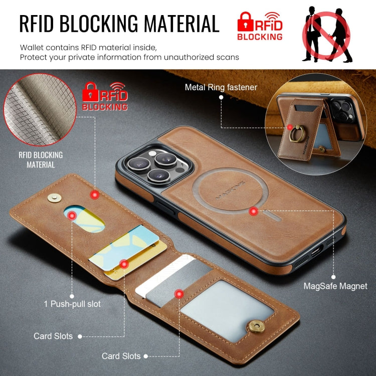 For iPhone 12 Pro DG.MING K1 MagSafe Detachable Wallet RFID Back Cover Phone Case(Brown) - iPhone 12 / 12 Pro Cases by DG.MING | Online Shopping UK | buy2fix