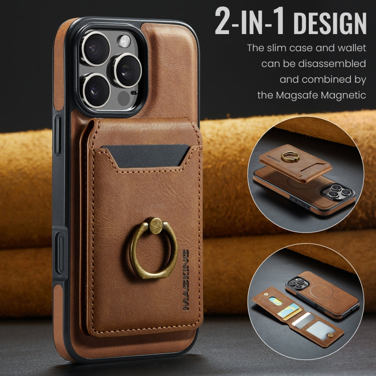 For iPhone 16 Pro Max DG.MING K1 MagSafe Detachable Wallet RFID Back Cover Phone Case(Brown) - iPhone 16 Pro Max Cases by DG.MING | Online Shopping UK | buy2fix