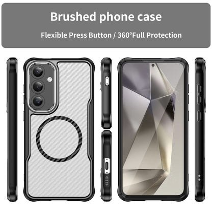 For Samsung Galaxy S24 FE 5G Carbon Fiber Texture MagSafe Translucent Phone Case(Black) - Galaxy S24 FE 5G Cases by buy2fix | Online Shopping UK | buy2fix