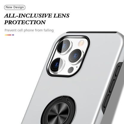 For iPhone 16 Pro PC Hybrid TPU Magnetic Ring Holder Phone Case(Silver) - iPhone 16 Pro Cases by buy2fix | Online Shopping UK | buy2fix