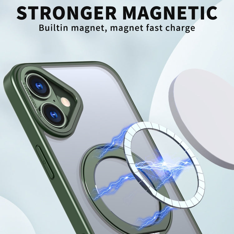 For iPhone 16 Plus Wing Series MagSafe Magnetic Ring Holder Phone Case(Green) - iPhone 16 Plus Cases by buy2fix | Online Shopping UK | buy2fix