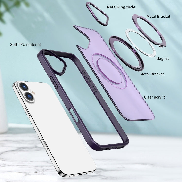 For iPhone 16 Plus Wing Series MagSafe Magnetic Ring Holder Phone Case(Dark Purple) - iPhone 16 Plus Cases by buy2fix | Online Shopping UK | buy2fix